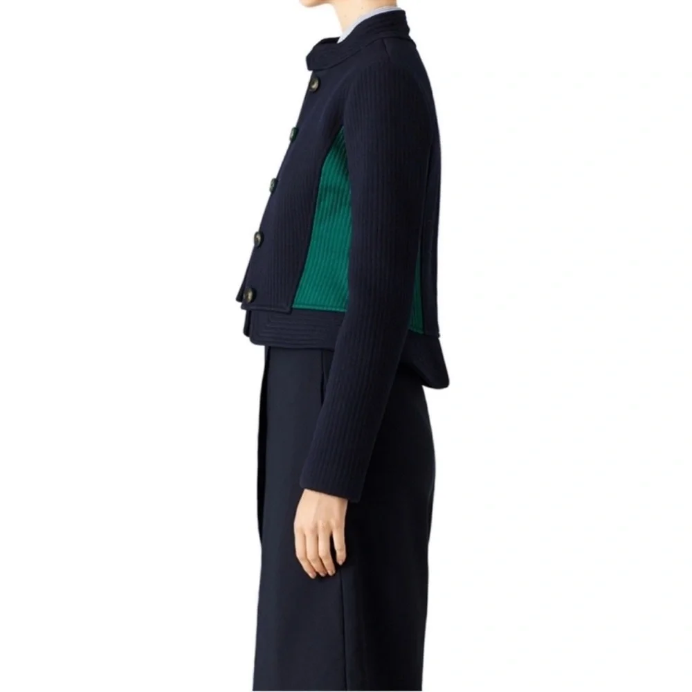 NWT Tory Burch Canter Riding Jacket Navy Blue & Green Size 2 - Picture 3 of 16